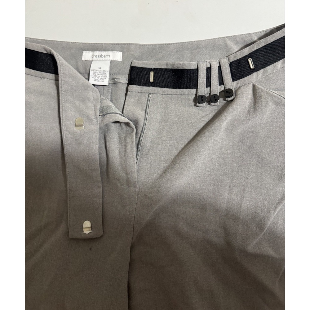dressbarn Women's Gray Solid Dress Pants Stretch Flat Front Straight Leg 14 - Picture 3 of 6